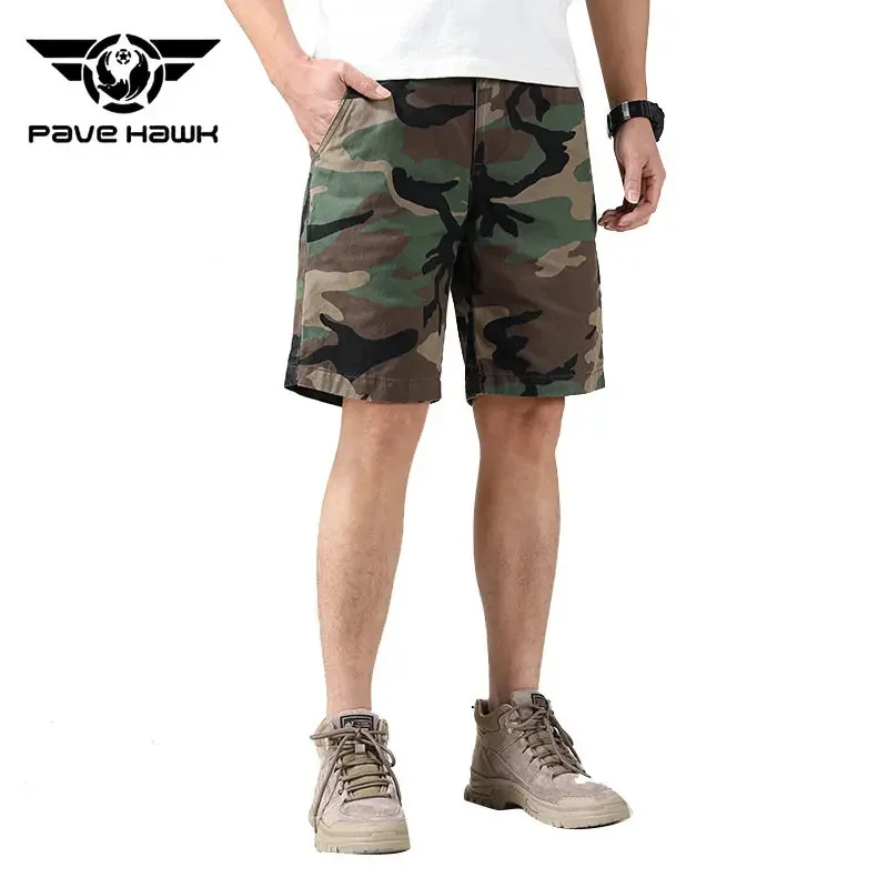 

Summer Camo Cargo Pants Men 100% Pure CottonThin Loose Tactic Shorts Outdoor Hiking Climbing Hunting Trousers Wear-resisting