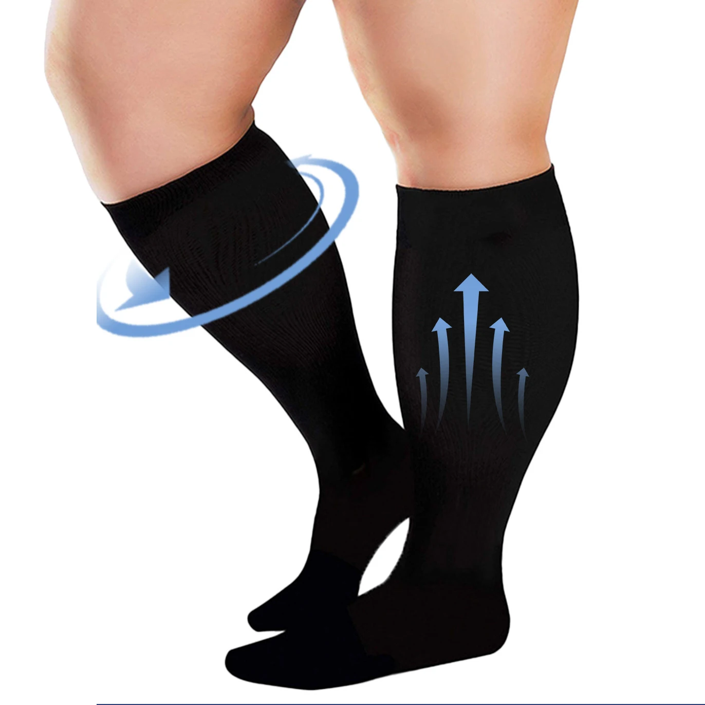 MOJITO 1 Pair 5XL Plus Size Compression Socks Men Women Solid Color Nylon Sports Running Extra Size Fat Socks