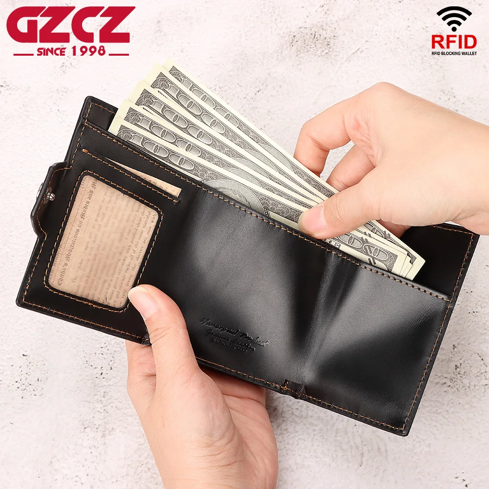 Кожаный мужской кошелек Crazy Horse для Airtag, роскошный тонкий RFID-держатель для карт с автоматическим разрешением, минималистичный всплывающий слайд-держатель для карт