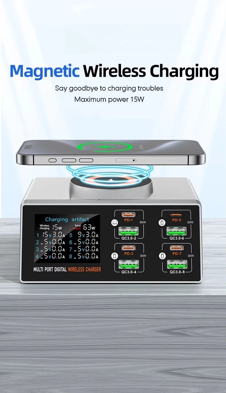 Charger digital display desktop USB Type-C fast charger