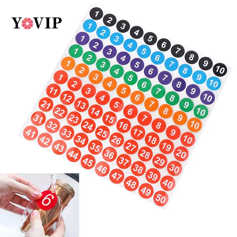 4Sheets 2.54CM Digital Stickers 1-200 Consecutive Number Self-Adhesive Labels DIY Nail Polish Bottle Scrapbooking Decor