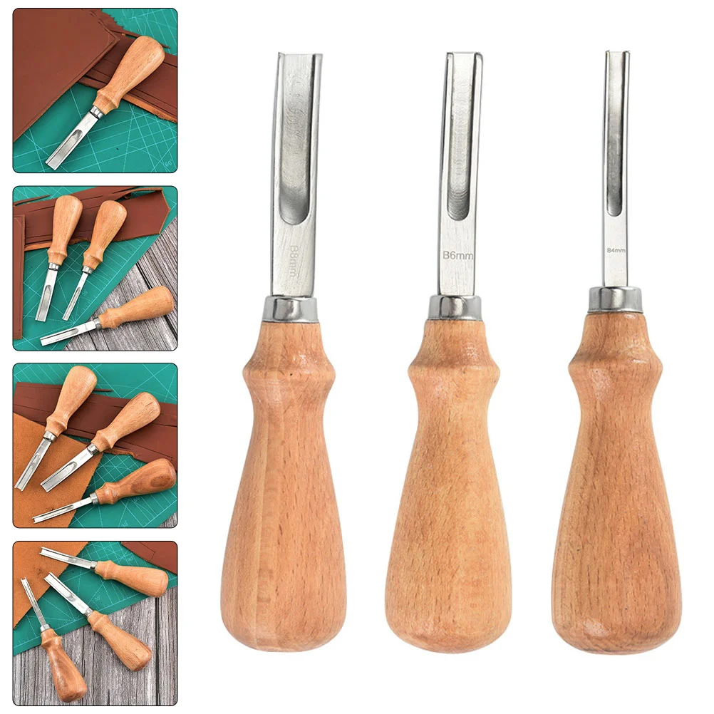 3 Pcs Edger Polishing Accessories Kit Toolkit Wood Handle Repair Supplies Sewing Tools Wooden Board Sanding