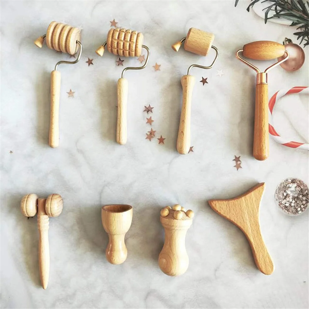 

Eight in One Massage Hand Roller Massagers for Neck Wooden Massager Tool