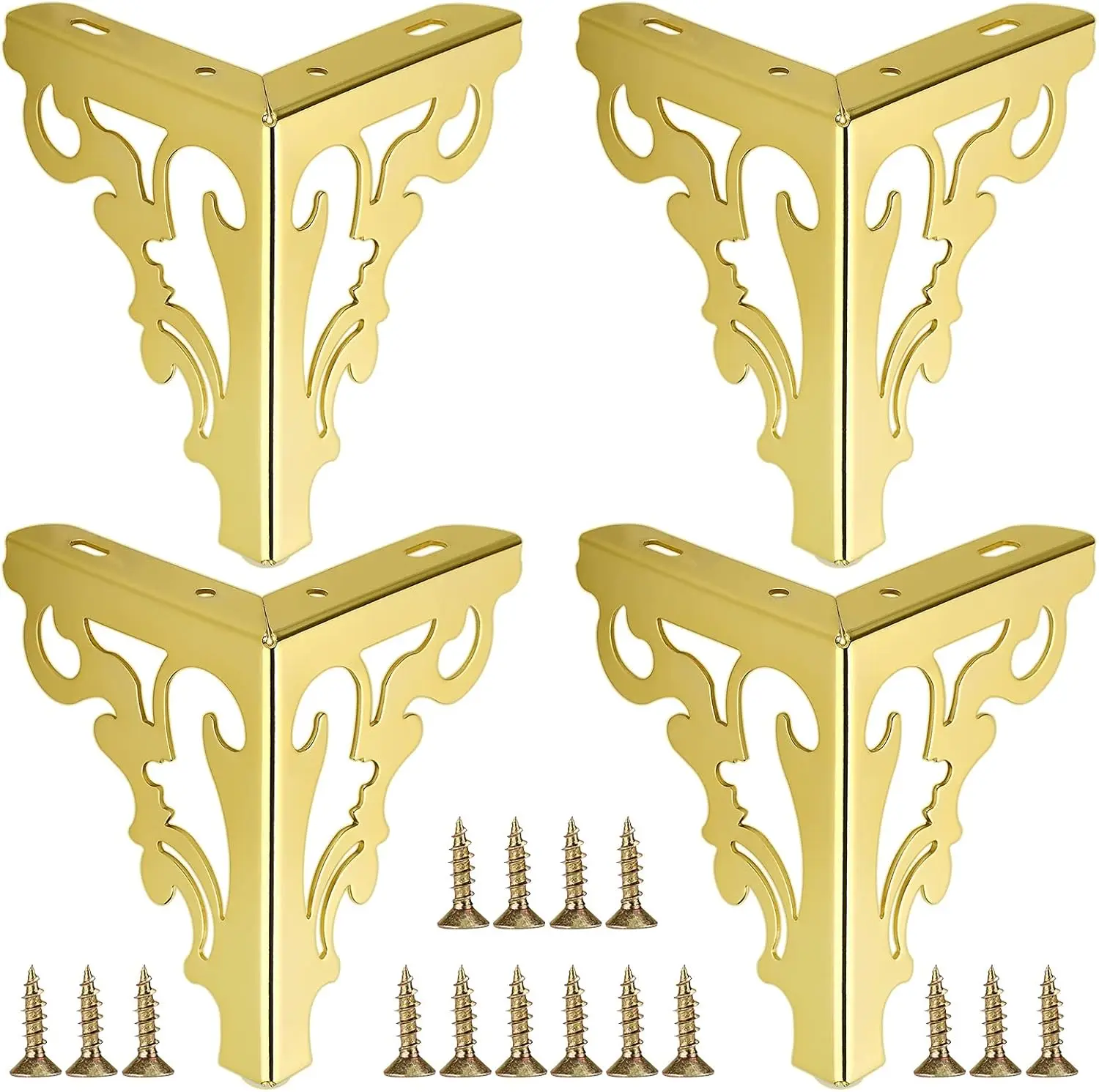

4pcs Heavy Duty Furniture Legs, 550lbs Capacity, Gold 6 inch Metal Sofa Cabinet Legs for Repair & Restoration