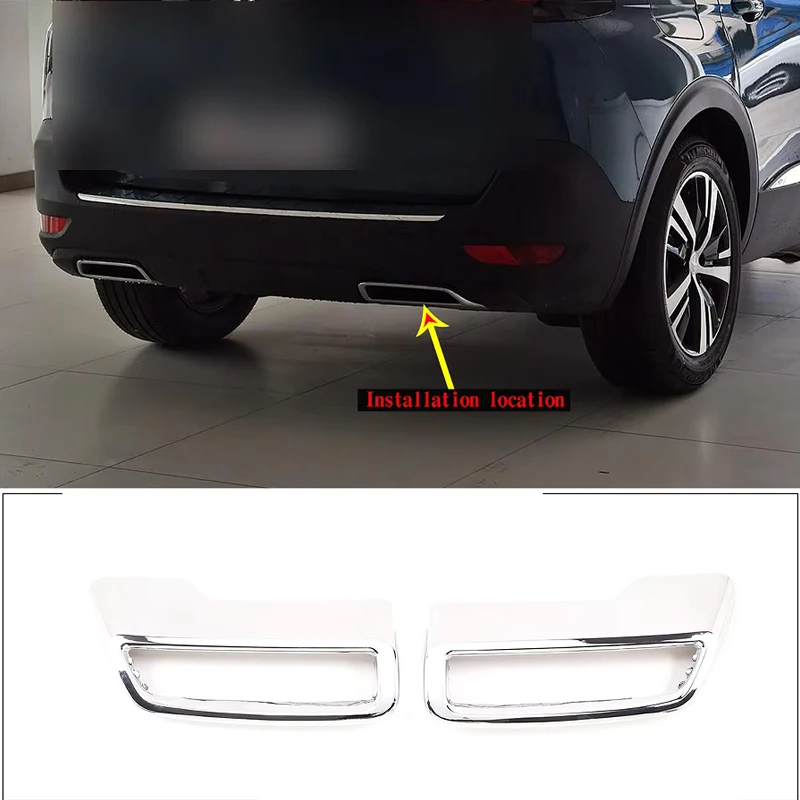Für Peugeot 3008 5008 4008 2017-2000 Auto-Auspuffrohrabdeckung Hinterer Auspuff-Schalldämpferrohr-Endrohr-Rahmen ABS Autoteile