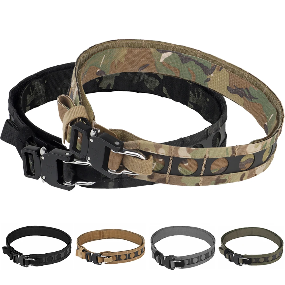 Tactical Military Belt Outdoor Hunting Airsoft Combat Survival Bison Battle Belt High Quality Molle 2 in 1 Men\'s Belt Waistband