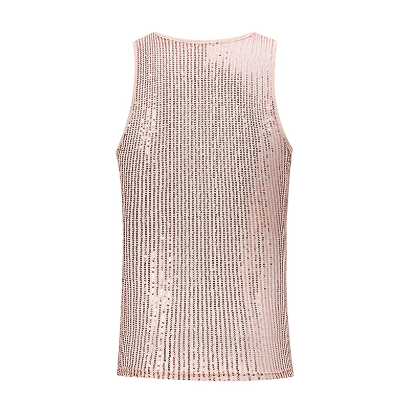 Herren T-Shirts und Polos Pailletten-Tanktop Glitzernde Weste Rundhals-Party-Nachtclub-Festival-Bühnen-Performance-T-Shirt Crop-Tops 2026 – Detail 2