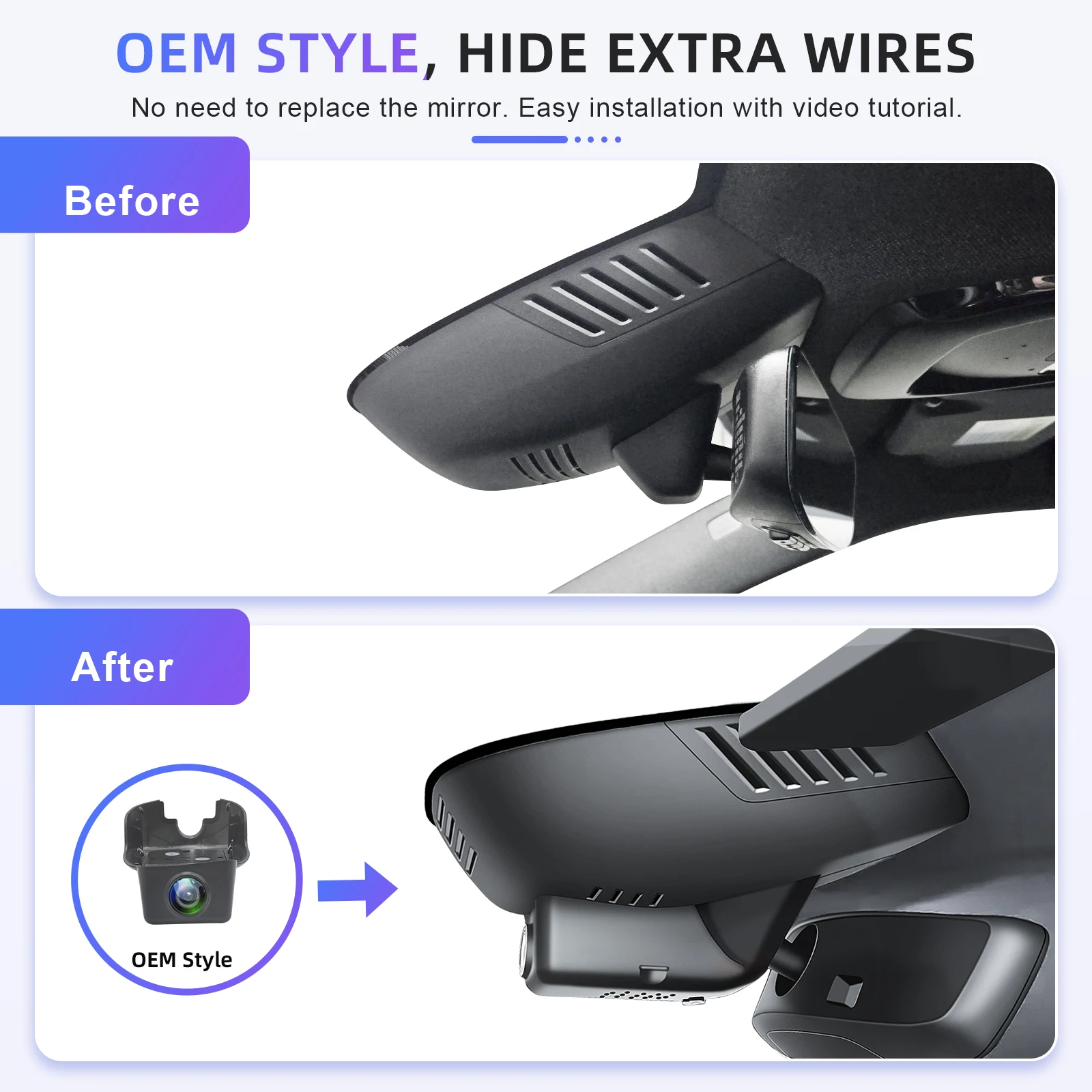 AUcamTOera WiFi & APP GPS Car DVR 4K Dash Cam For Volvo C40 EX30 EX40 XC40 Polestar 2 Dash Car Camera 2021-2026 Plug and Play