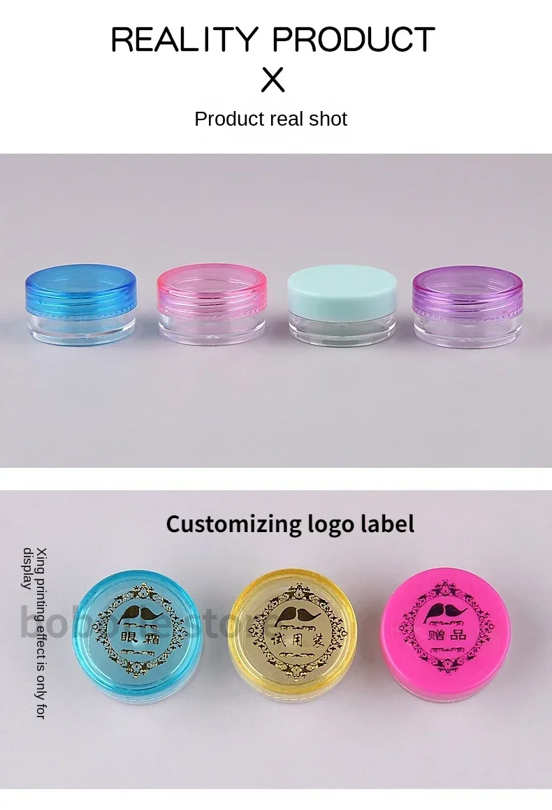 100 stücke 2g/5g/10g Leere Kosmetische Make-Up Jar Töpfe Kunststoff Probe Container Transparente Probe flaschen Lidschatten Creme Lip Balm