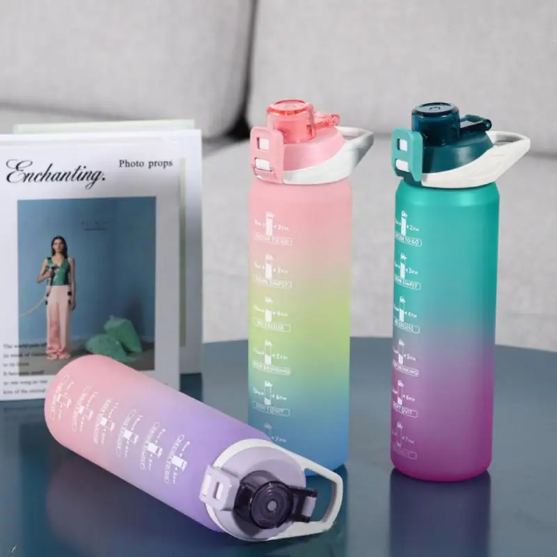 Portable Water Bottle Water Cups Motivational Sports Water bottle with Time Maker Leak-proof Cup for Outdoor Sport Fitness