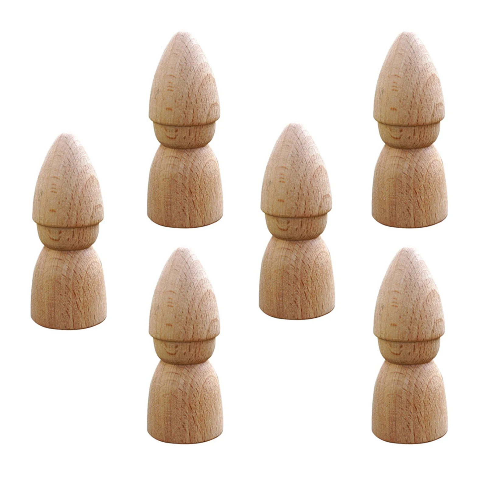 

6pcs Diy Puppets Kit Wood Crafts Beige Smooth Lightweight Craft For Kids Painting Decor Educational Wood Crafts