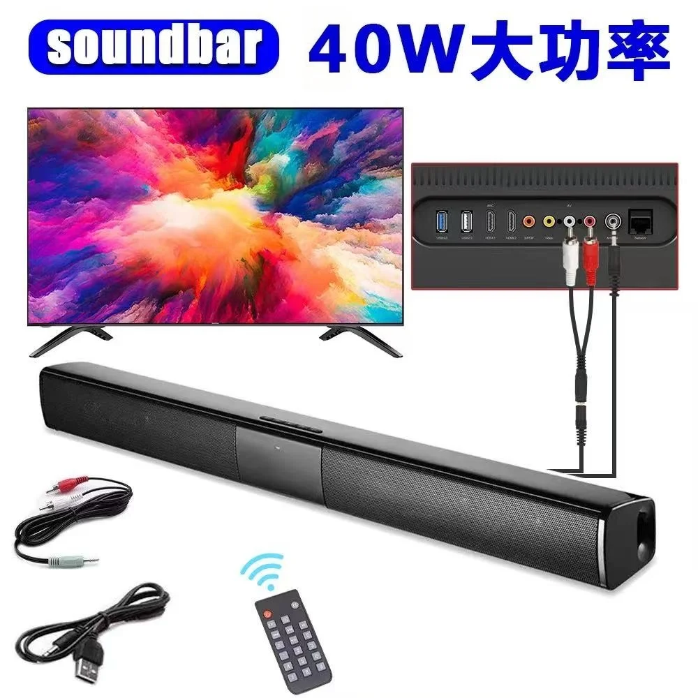 40W Bluetooth 5.3 Speaker With Remote Control Stereo Soundbar Surround Sound Home Theater Supports RCA AUX TF Card Sound Box