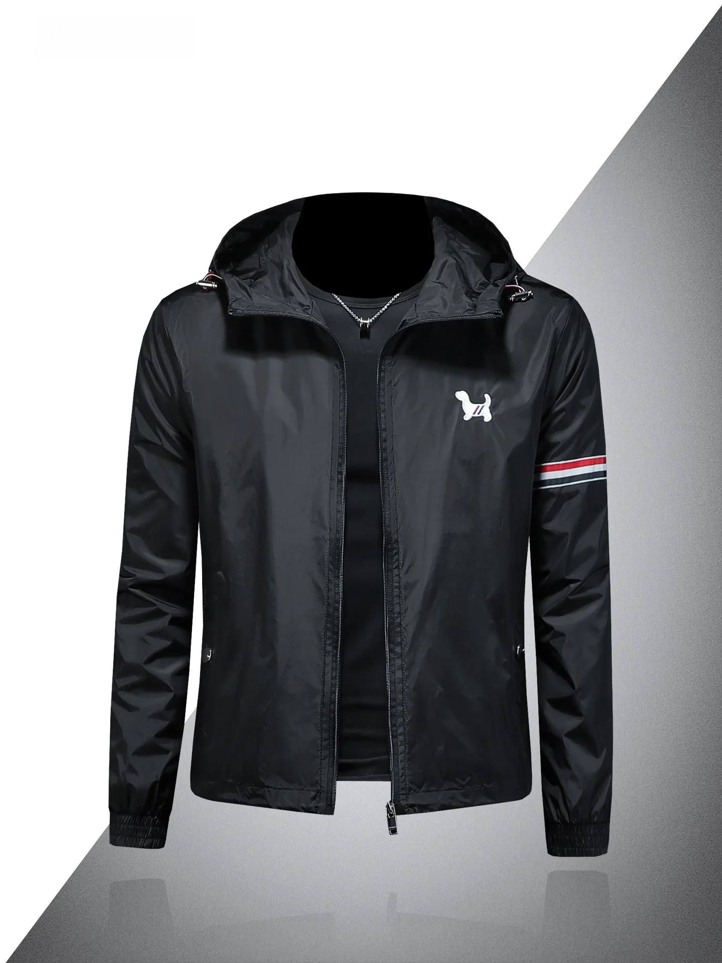 

Casual Hooded Jaet Men's Spring Autumn Thin Faion Slim Fit Zipper Cardigan with Hat Top Polyester Fiber Long Sve