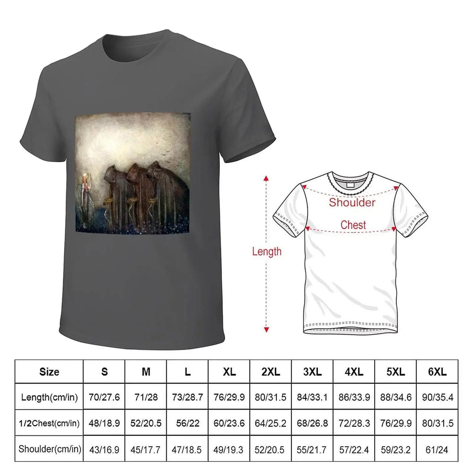 The Gold Key - John Bauer T-Shirt korean fashion Short sleeve tee customs design your own Men's clothing