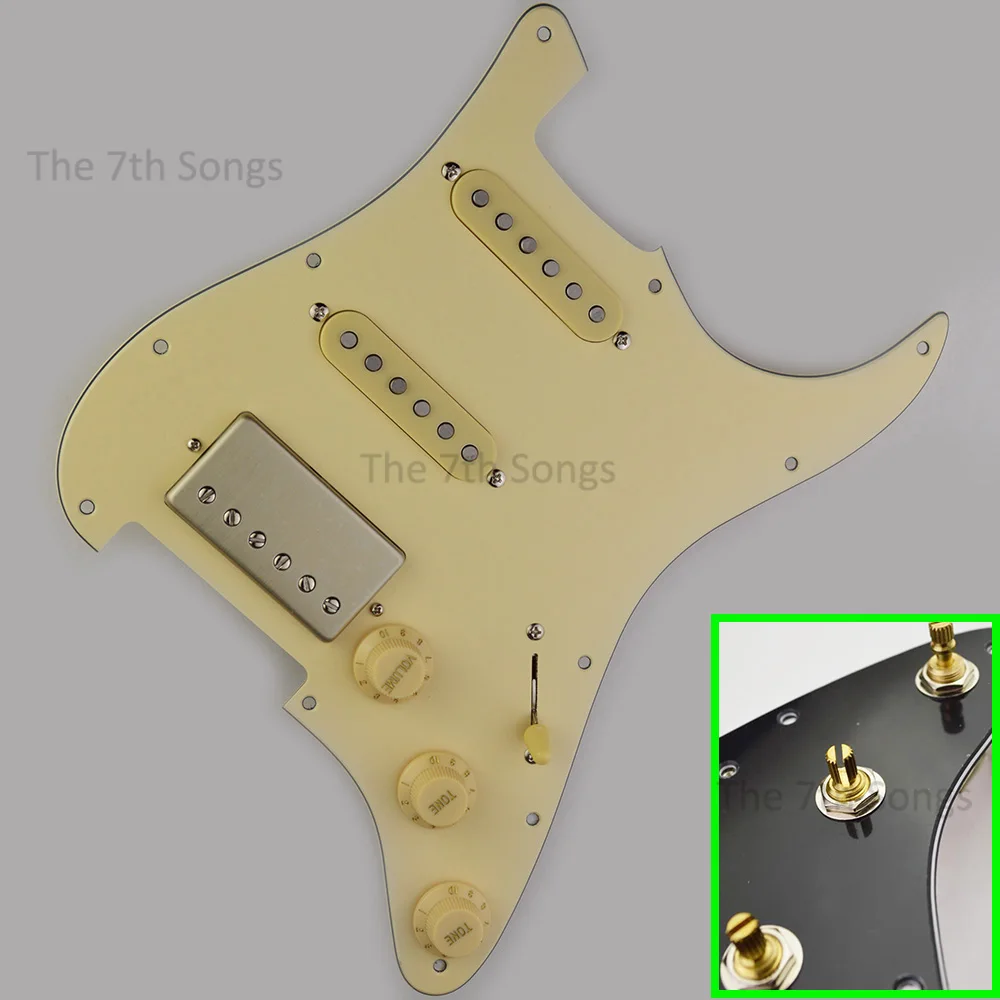 

Coil Splitting HSS for ST Alnico 2 Blues w '57 Classic / Alnico 4 Blues w '59 PAF Guitar Prewired Loaded Pickguard Pickup Wiring