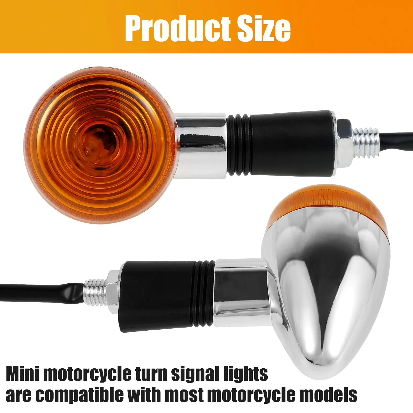 4Pcs Motorcycle Turn Signal Light Universal Moto Indicator Light Turning Amber Lamp Bulb Motorbike Lamps Blinker Flash Bike Lamp