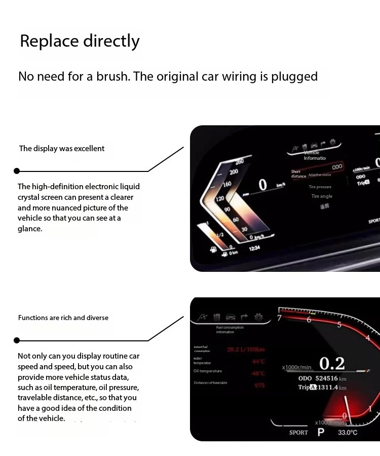 مناسبة لسيارات BMW X1 E84 شاشة 12 بوصة 4-core LCD لوحة أدوات عداد السرعة مزيج رقمي