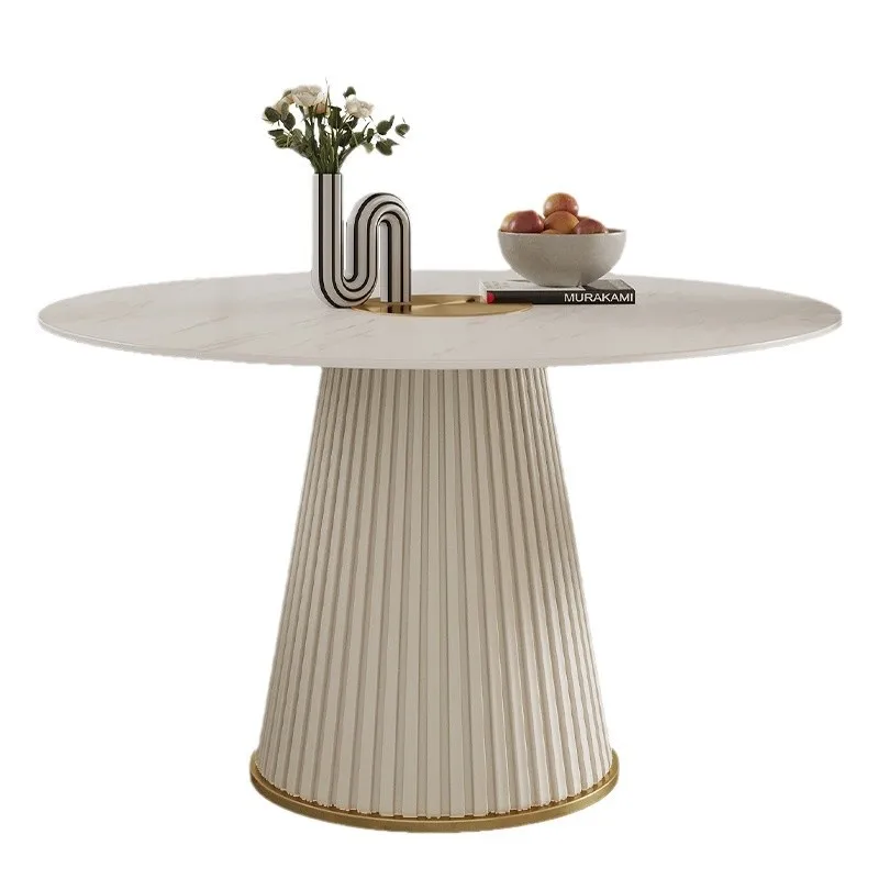 

French retro cream style dining table pure white light luxury Holy Grail table premium household