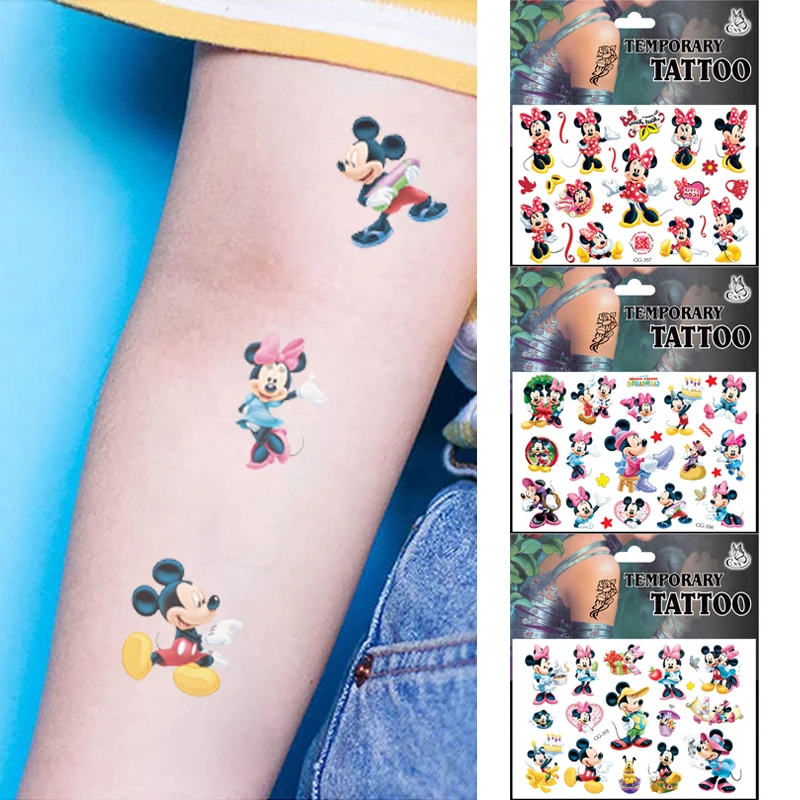 Random 2pcs Disney Mickey Minnie Children Temporary Tattoos Sticker Temporary Tattoos Tattoo Art Tatoo Cosplay Body Facial Gift