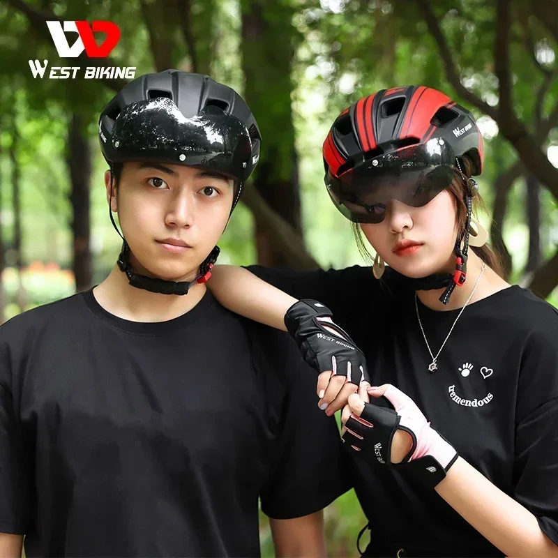غرب ركوب الدراجات خوذة دراجة مع ضوء الذيل MTB الدراجات الرجال النساء نظارات خوذة الطريق الدراجة مصبوب بشكل متكامل المعدات قبعة السلامة