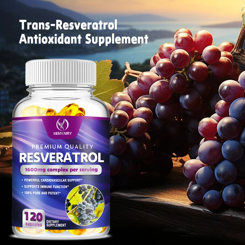 

Resveratrol 1600mg - Antioxidant, Enhances Cellular Energy, Promotes Heart, Skin & Cardiovascular Health, Metabolism, Anti-aging