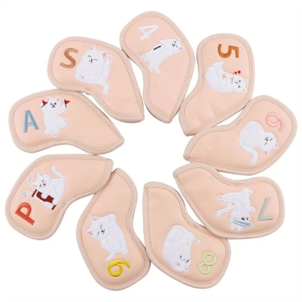 Katzen Muster Golf Eisen Kopf Abdeckung Kratzfest Wasserdicht Golf Kopf Schutz Cartoon PU Leder Golf Club Abdeckungen Golf Liefert