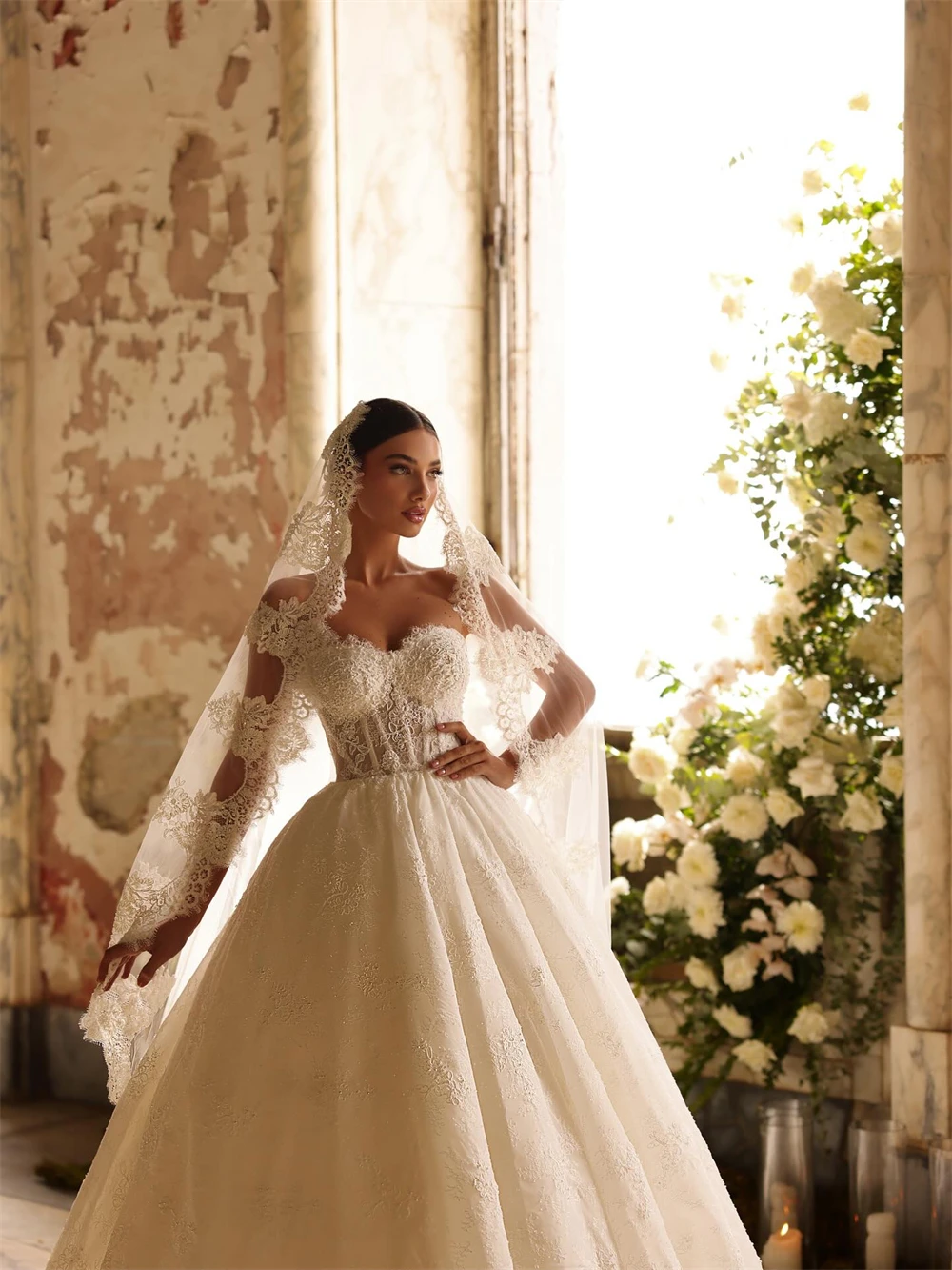 

Customized Boho Ivory Organza Wedding Dress Formal Sweetheart Sleeveless Bridal Gowns Dreamy A-Line Court Train Vestido De Novia