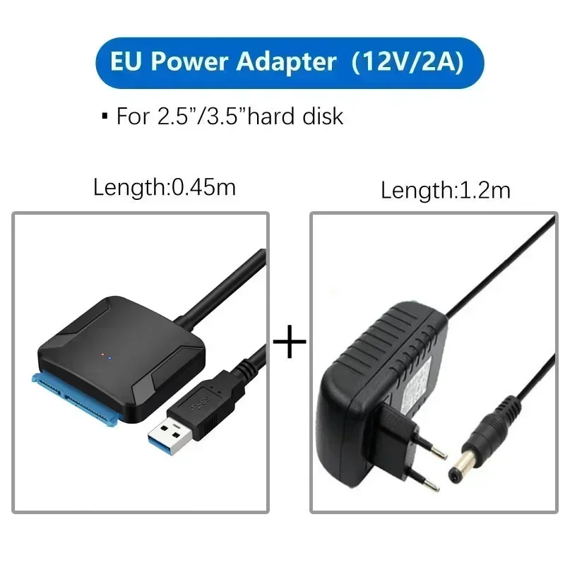 كابل محول USB 3.0 عالي السرعة إلى SATA III لكابل محول القرص الصلب 2.5 بوصة و3.5 بوصة 43 سنتيمتر