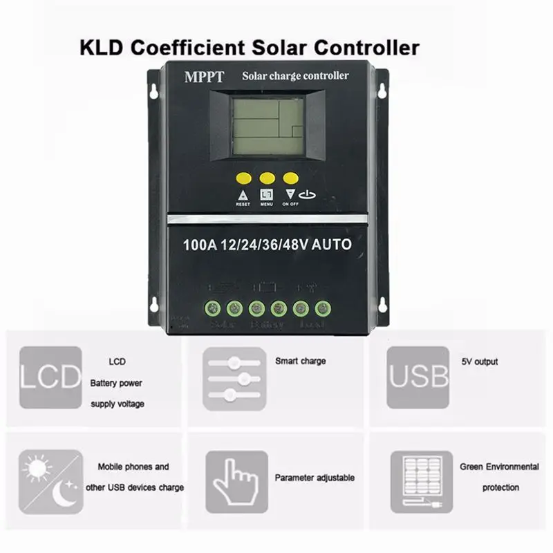 BMBY-3X PWM 100A 12V 24V 36V 48V AUTO Solar Panel Charge Controller Solar PV Battery With LCD MPPT Solar Controller