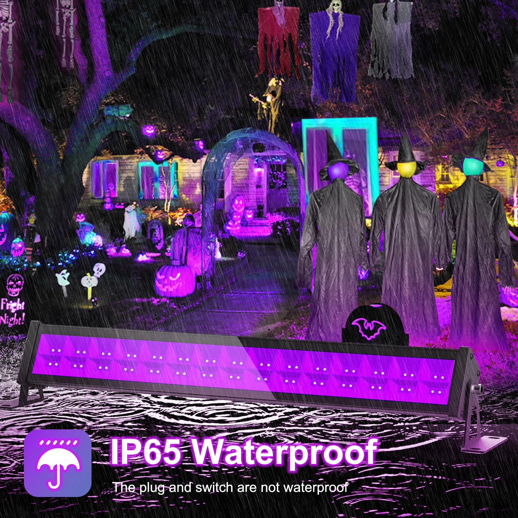 60LEDS UV Floodlight 400-405NM Fluorescen Glow Ultraviolet Black Light Bar Party Stage Disco LED Backlight for Bar Body Paint