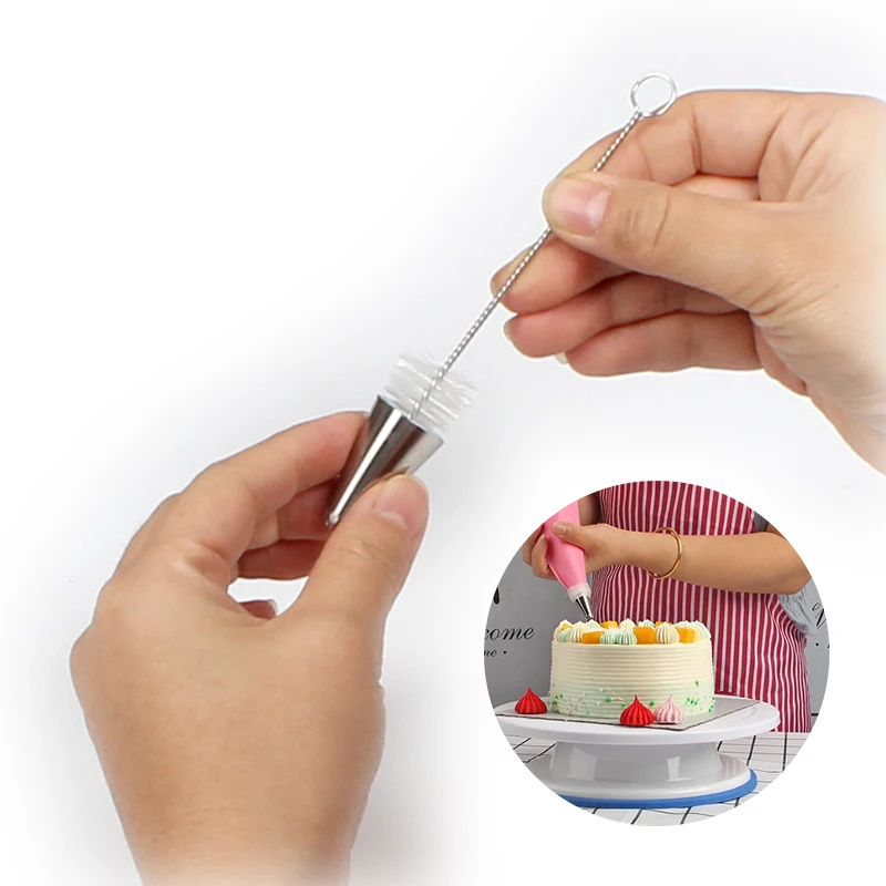 

Cake Nozzles Cleaning Brush Cupcake Cream Stainless Steel Nozzles Cleaning Brush Cake Decorating Tip Nylon Brush Baking Tool