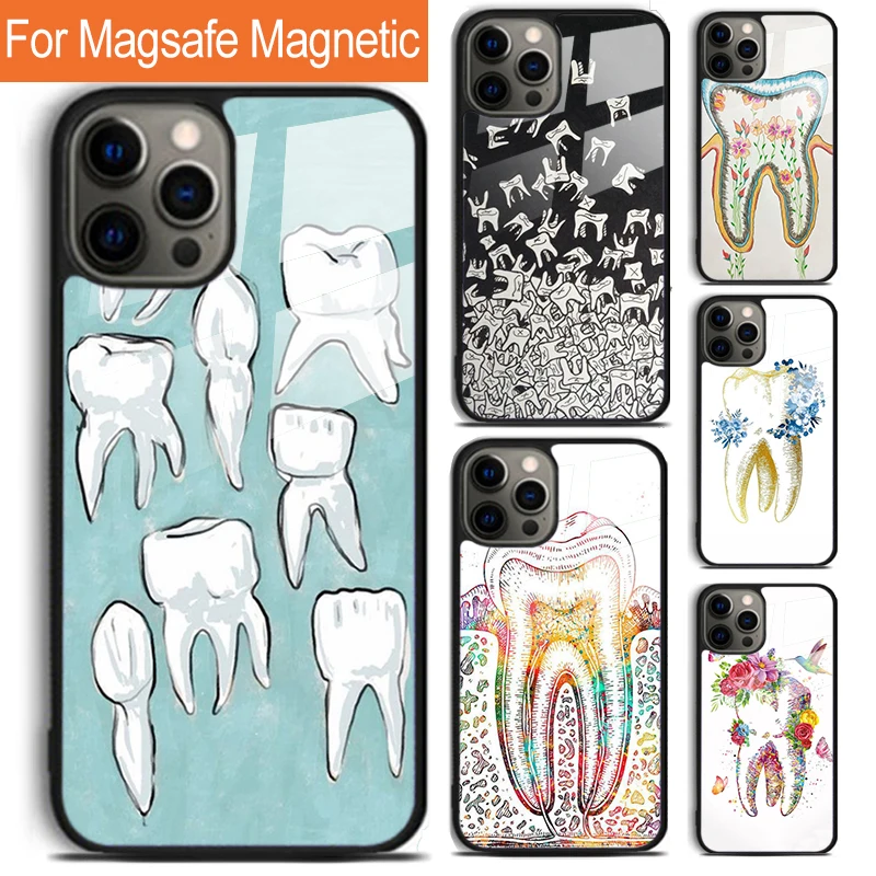 Dentist Dental Tooth Phone Case For iPhone 16 15 14 13 12 11 Pro Max Plus Magsafe Magnetic Wireless Charging Cover