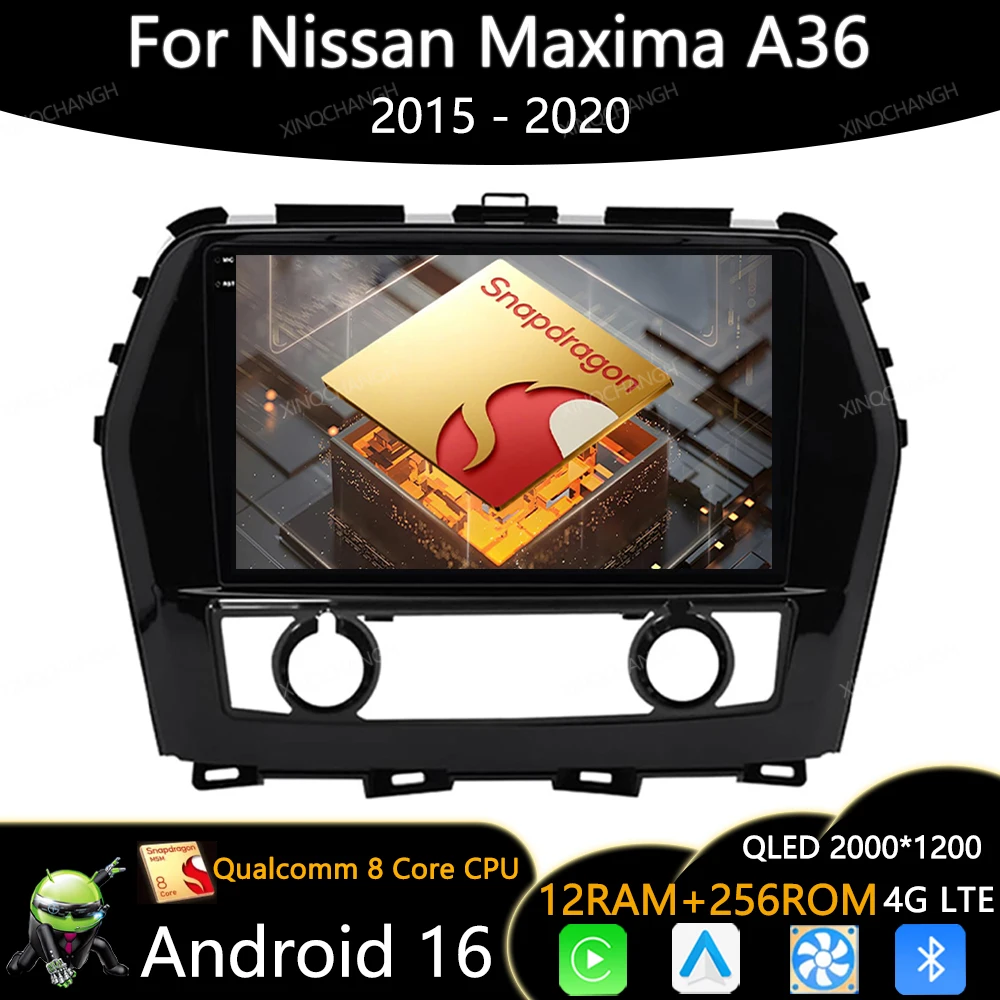 Android 16 Car Radio For Nissan Maxima A36 2015 - 2020 Multimedia Stereo Video Player 4G LTE 5G WIFI Head Unit 2DIN BT QLED GPS