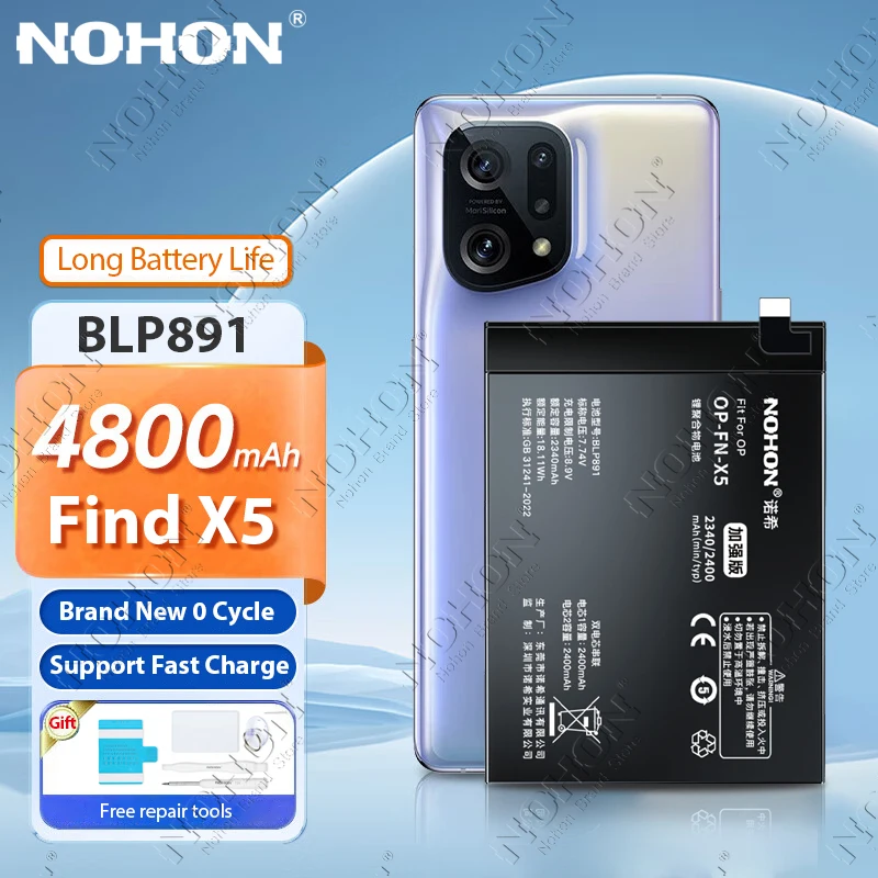 

NOHON BLP891 Battery for OPPO Find X5 X3 X2 Pro X 128G 256G BLP889 BLP831 BLP769 BLP767 BLP675 Phone Replacement Bateria