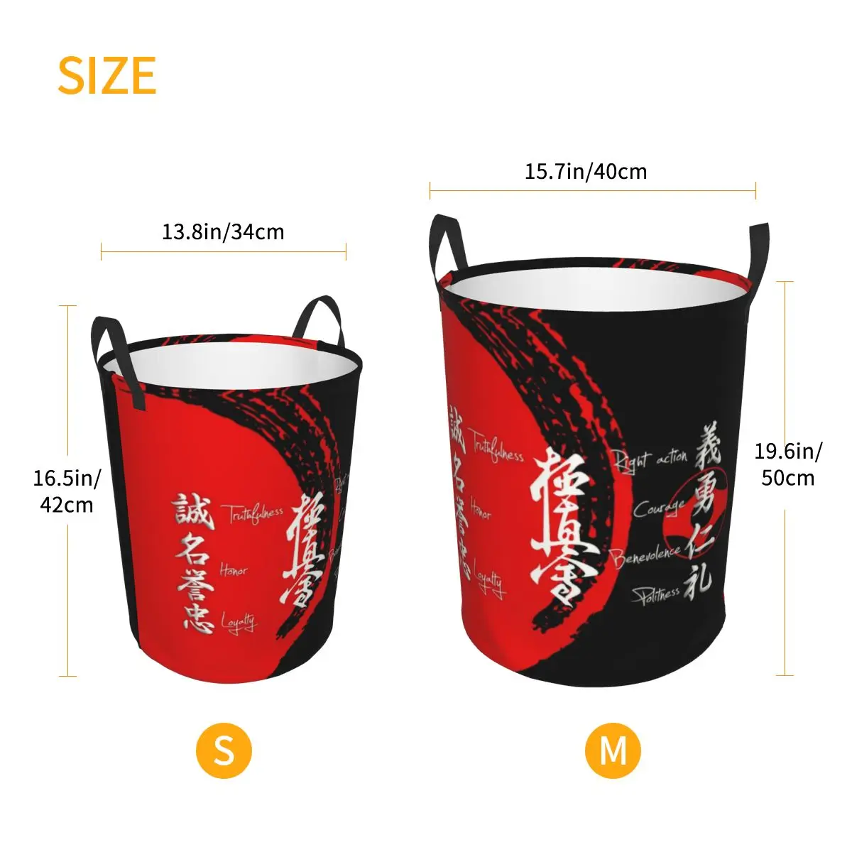 Custom Kyokushin Karate Bushido Values Laundry Hamper Large Storage Basket Martial Arts Girls Boys Toy Organizer