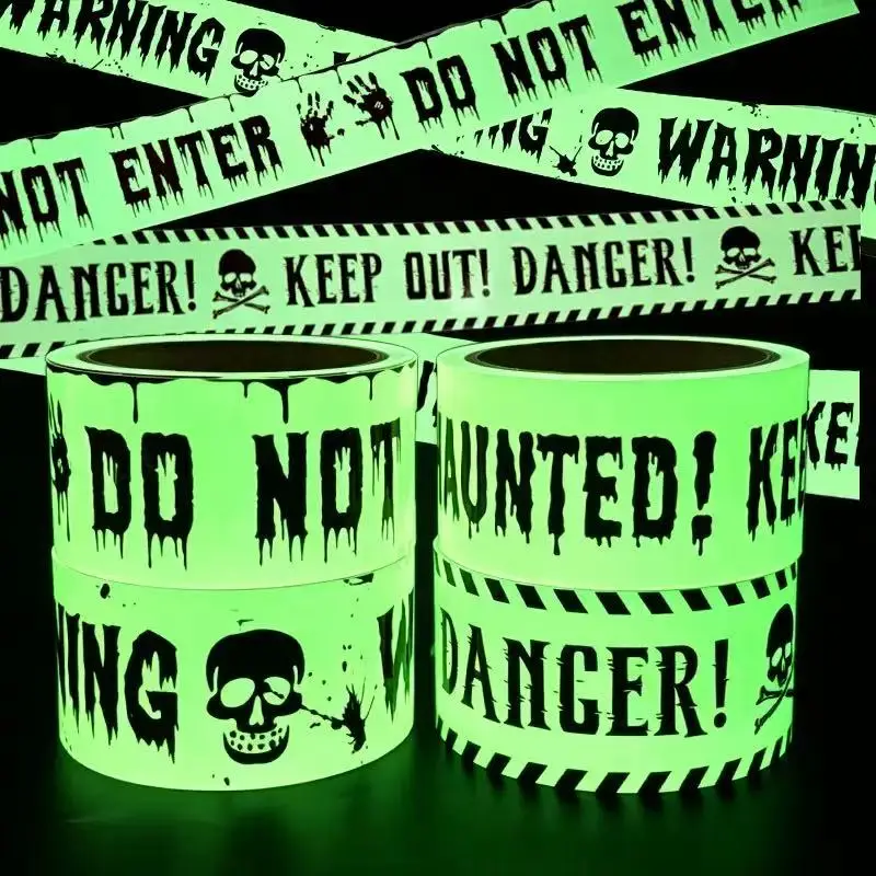 Halloween Warning Glow In The Dark Tape 5cm X 3.0m Non Adhesive Luminous Marking Tape 2026 New Fun Decor For Indoor Outdoor