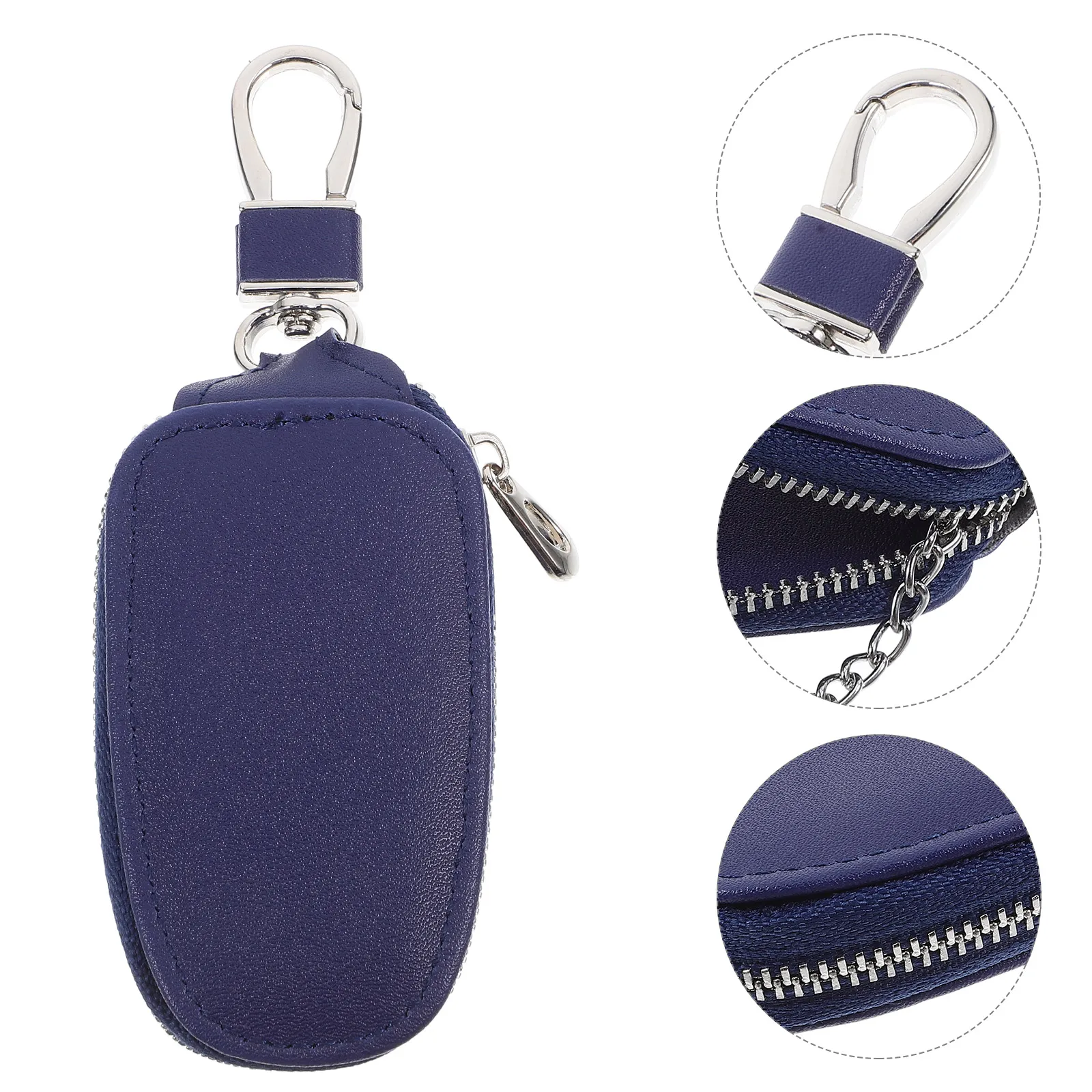 

Car Key Bag With Zipper Portable Organizer Automotive Cover Pu Cases Pouch Travel Fob Protector
