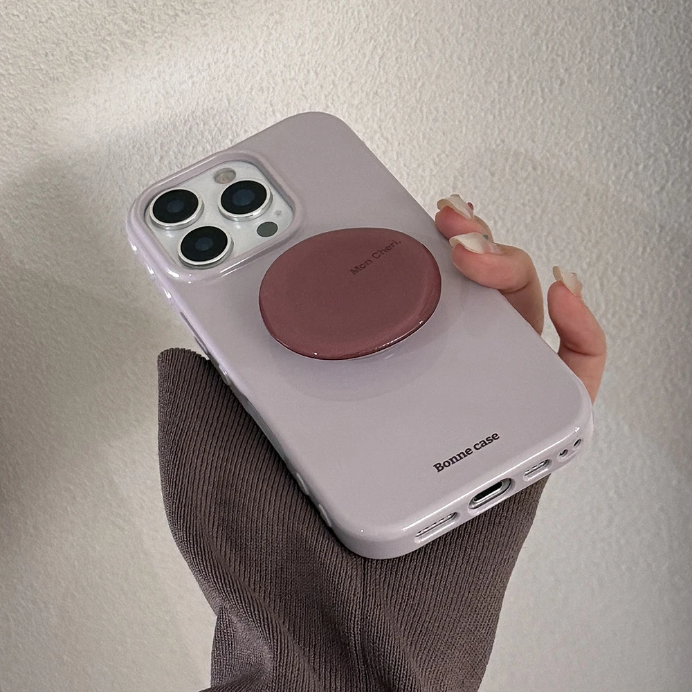 حافظة هاتف أرجوانية لطيفة لهاتف آيفون 13 15 14 16 17 برو ماكس غطاء خلفي ناعم ورائع مقاوم للصدمات مع حامل حامل حامل #4