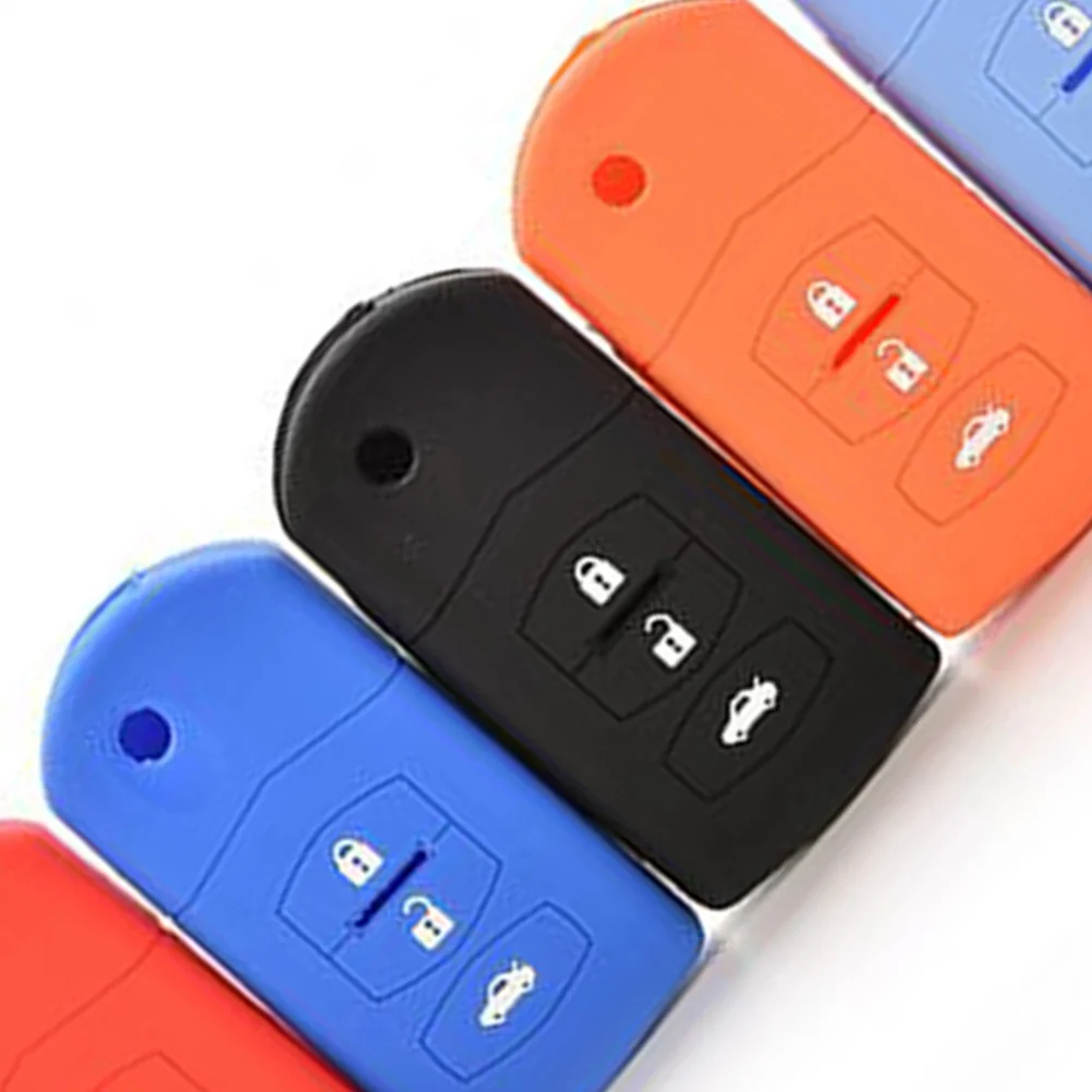 

3 Buttons Red Silicone Key Case Cover Replacement Outer Shell Buffer Remote Car Key Container for Scratch Protection