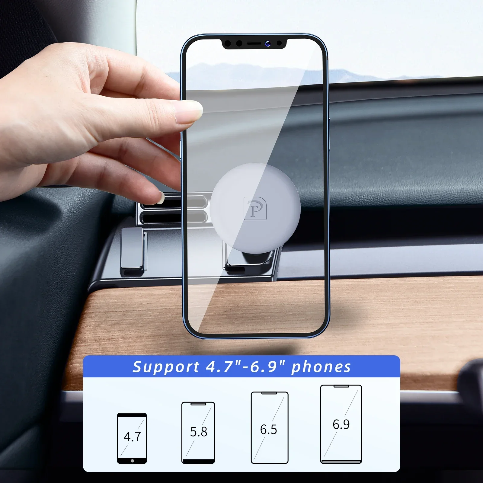 Eary for Tesla Phone Mount for Tesla Model 3/Y Accessories with MagSafe Magnetic Stand Dashboard Vent Holder for iPhone Samsung