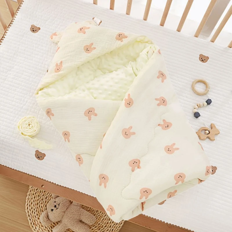 

Q0KB 95x95cm Baby Envelope Wrap Infant Receiving Blanket Soft & Breathable Swaddles