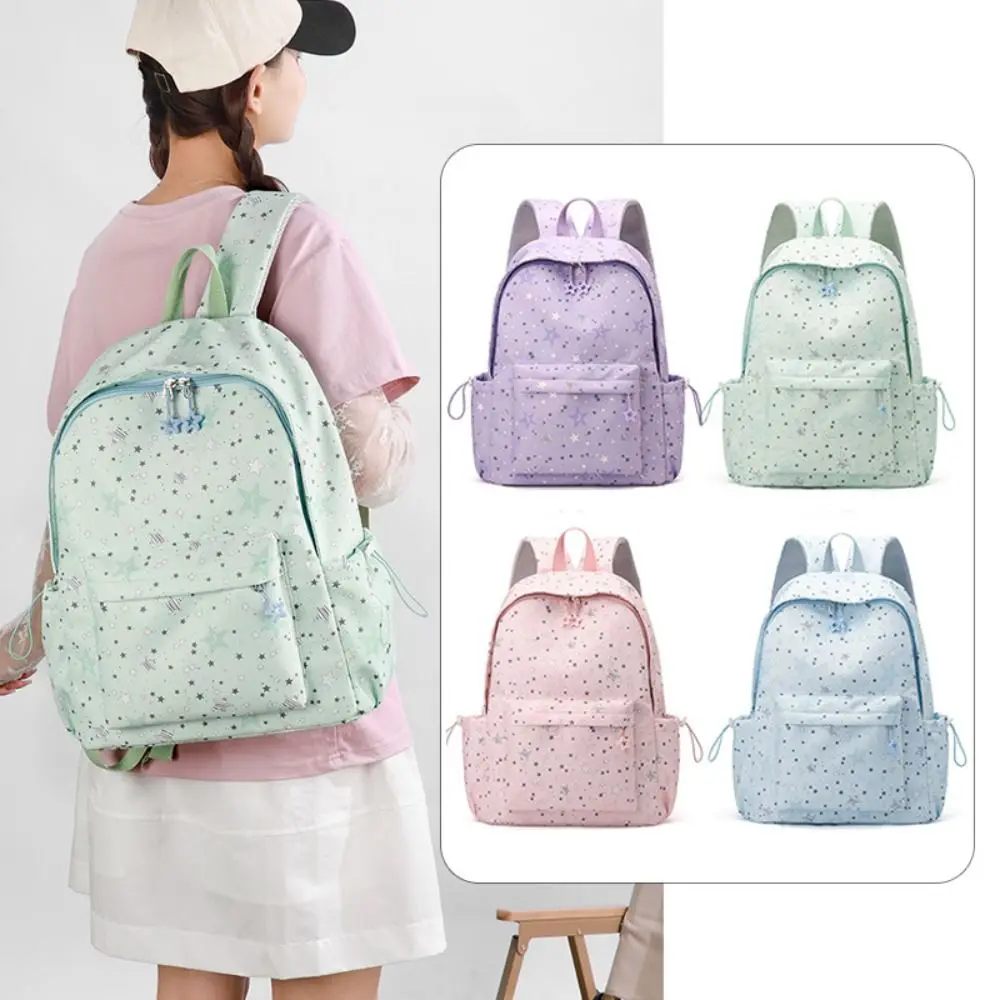 Star Pattern Schoolbag Lightweight Large Capacity Shoulders Bag Waterproof Oxford Cloth Carry-on Luggage Hand Backpack