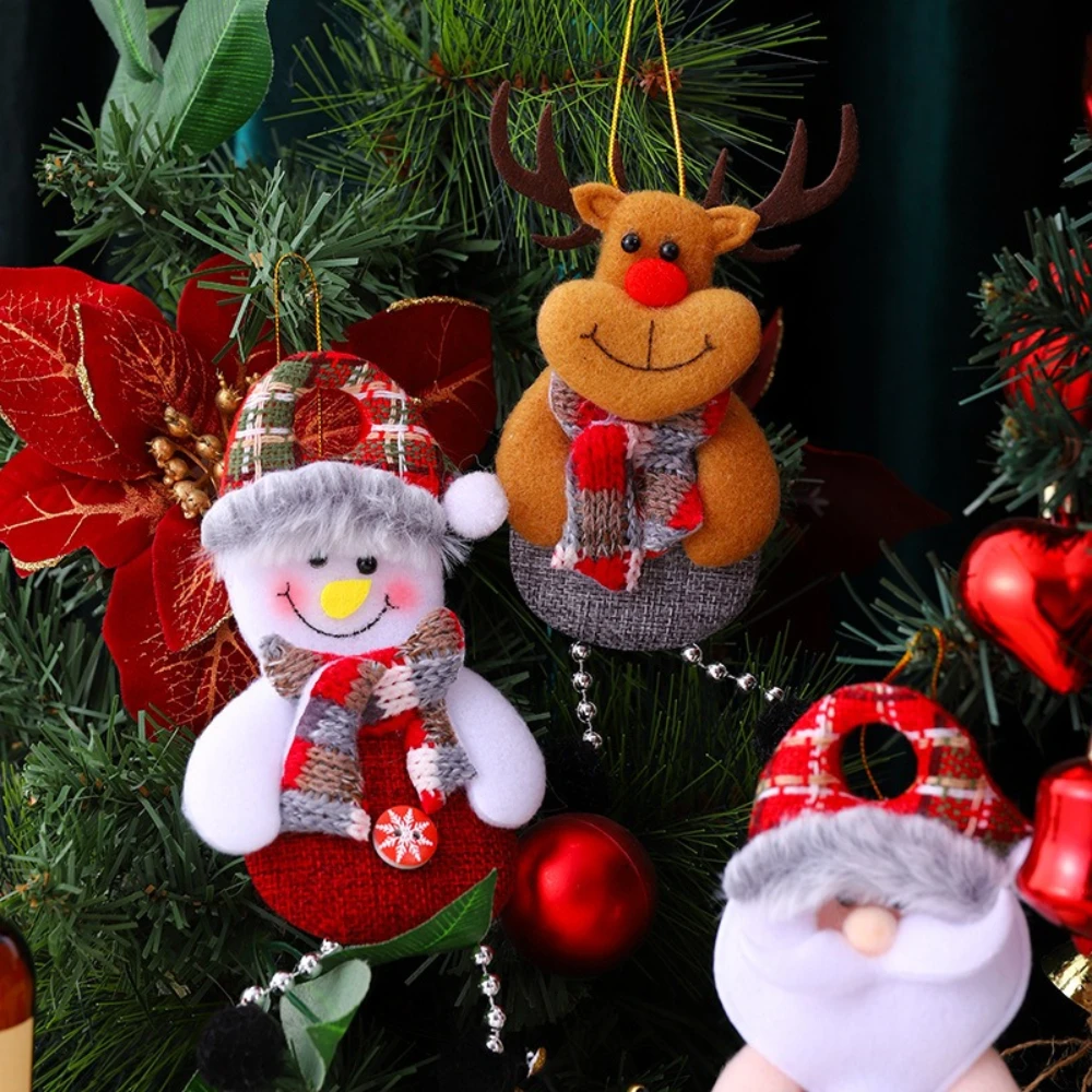 

2pcs New Christmas Decorations Santa Claus Pendant Christmas Tree with Fabric Hanging Pendant Christmas Gift Drop Ornaments