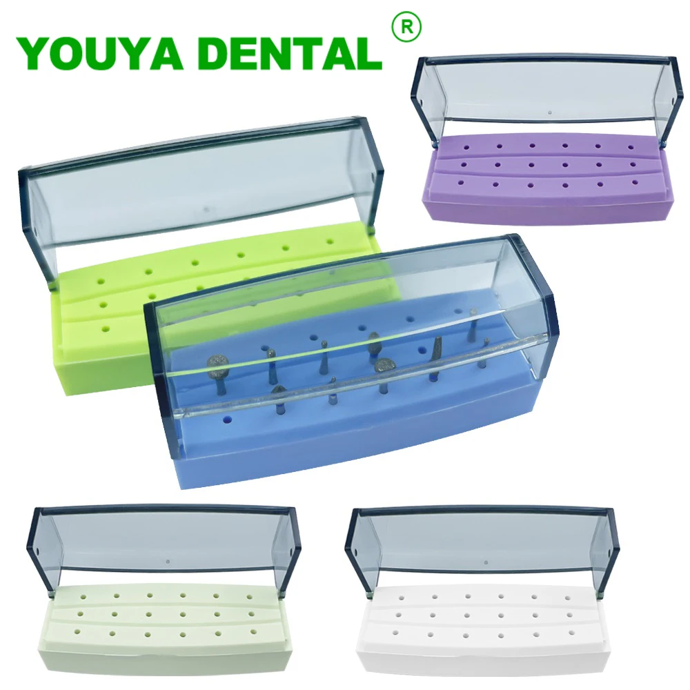 Plastic Dental 18 Holes Burs Holder Bur Drill Diamond Block Disinfection Box Placement Sterilizer Case Organizer Dentist Tools