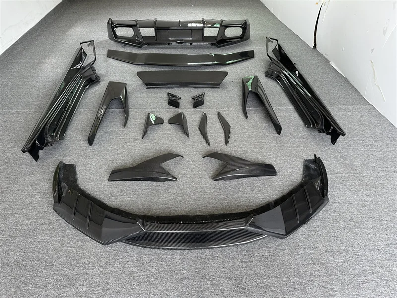 رجل سوري نمط ألياف الكربون طقم الجسم الجبهة الشفاه الجانب تنورة الناشر سبويلر لامبورغيني HURACAN LP580 LP610 #2