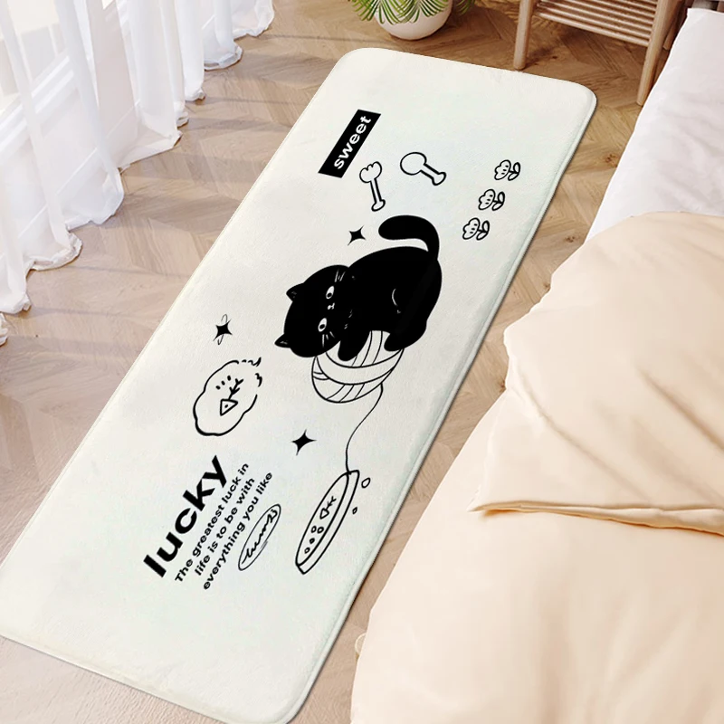 

Bathroom Rug for Bed Room Carpet Black Cat for Bedroom Home Decorations Kitchen Veranda Floor Mat Sleeping Room Rugs