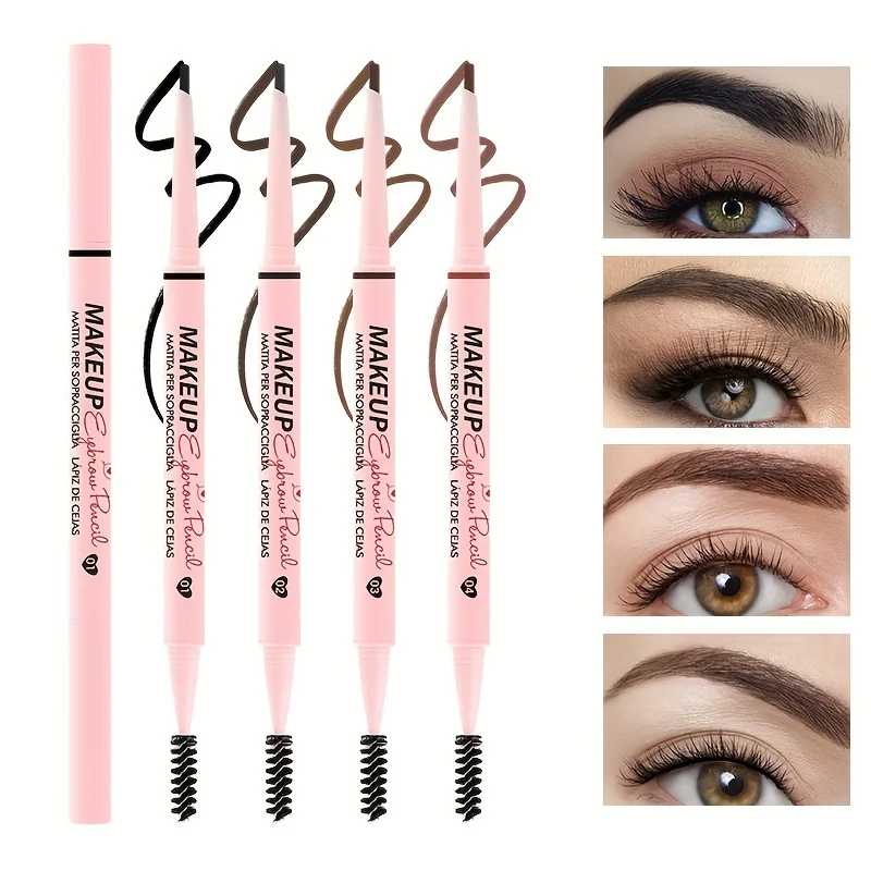 USHAS, matita per sopracciglia a doppia estremità, punta triangolare, matita per sopracciglia facile da usare (4 colori)
