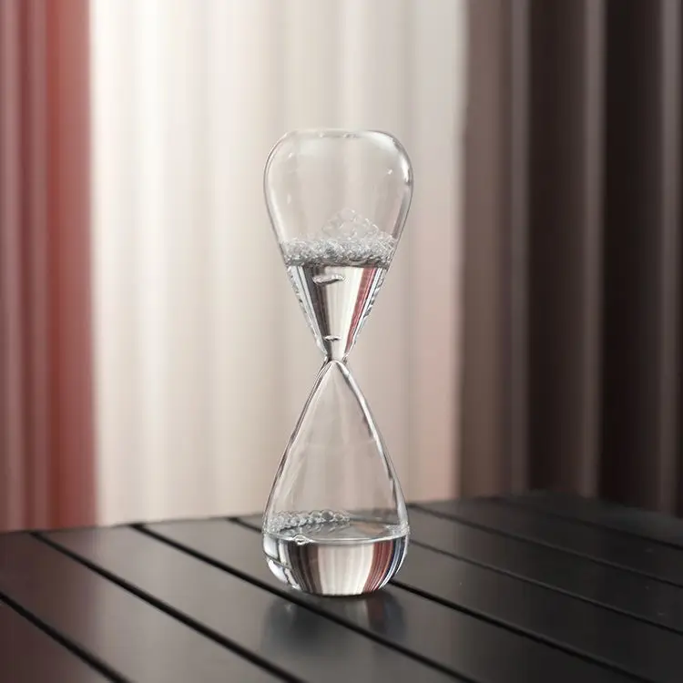 Liquid Bubble Hourglass Transparent Glass Creative Desktop Ornament Home Office Bedroom Living Room Decor Time Management Gift