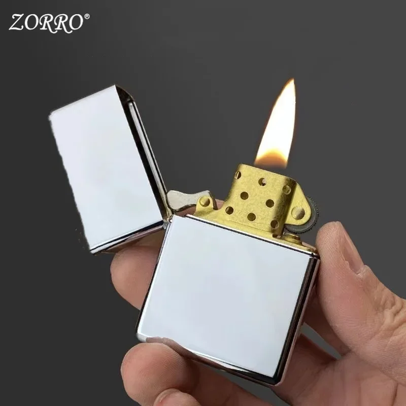 Zorro 912 Retro High End Waterproof Sealed Armor Constantine Kerosene Lighter 3/5 Hinge Metal Petrol Lighter Men's Gift