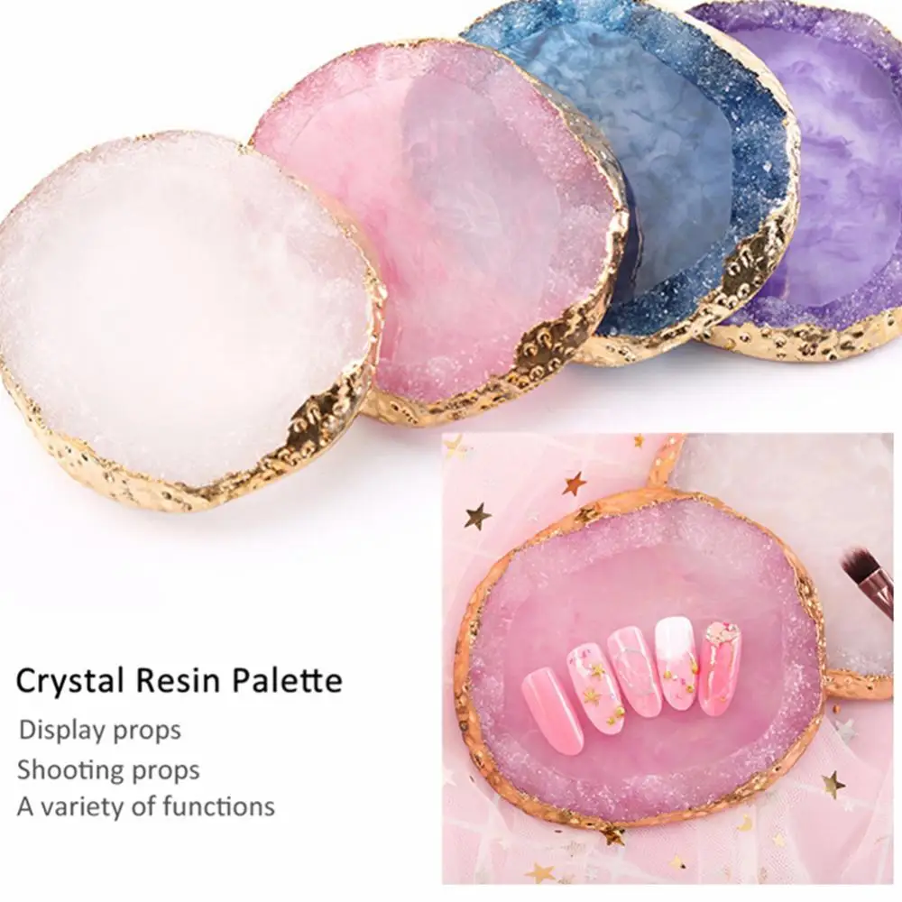 Jewelry Display Tray Agate Stone Nail Art Palette Resin Nail Art Gel Polish Color Palette Display Board Holder Plate